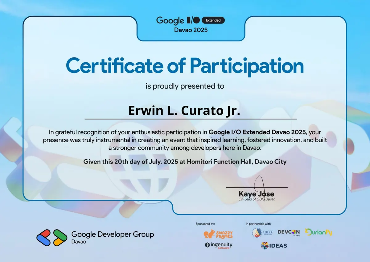 Google I/O Developer credential preview